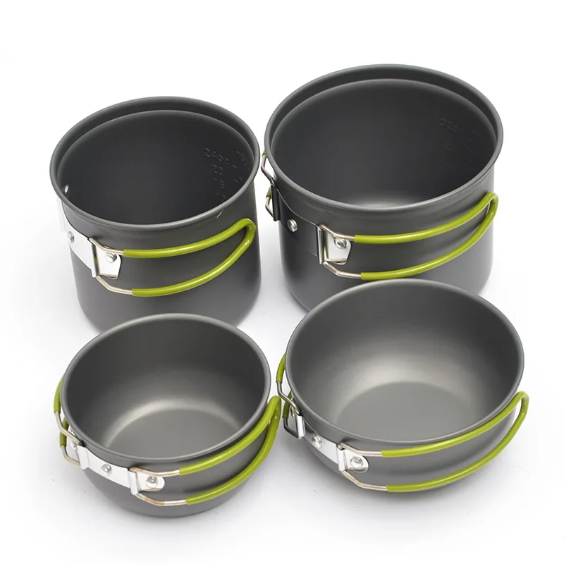 

4PCS Outdoor Camping Portable Cooking Set Picnic Fold Pot Kitchen Utensils