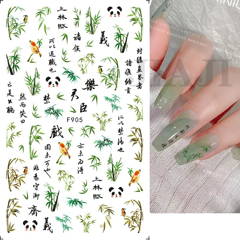 Chinese Styles Peking Opera Chronicle Nail Art Sticker Bamboo Peony Flower Lotus Crane Adhesive Transfer Slider Manicure