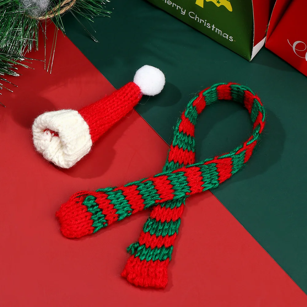 1/12 Doll Clothes Decor Mini Christmas Hats Knitted Scarves Wool Miniature Hat For 1/6 Dolls Accessories Xmas Ornaments Toys