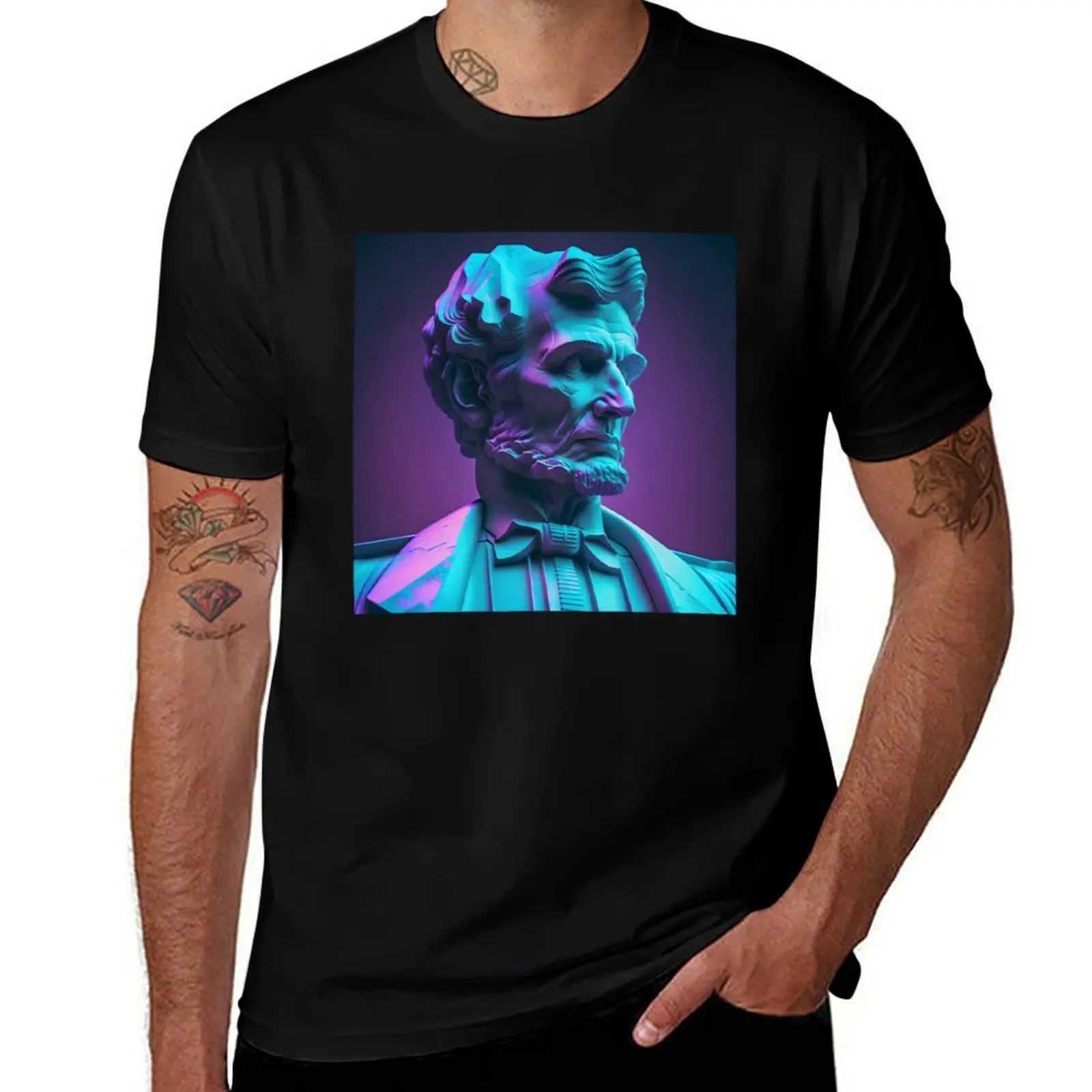 

Abraham Lincoln statue vaporwave T-Shirt oversizeds vintage summer tops boys whites slim fit t shirts for men