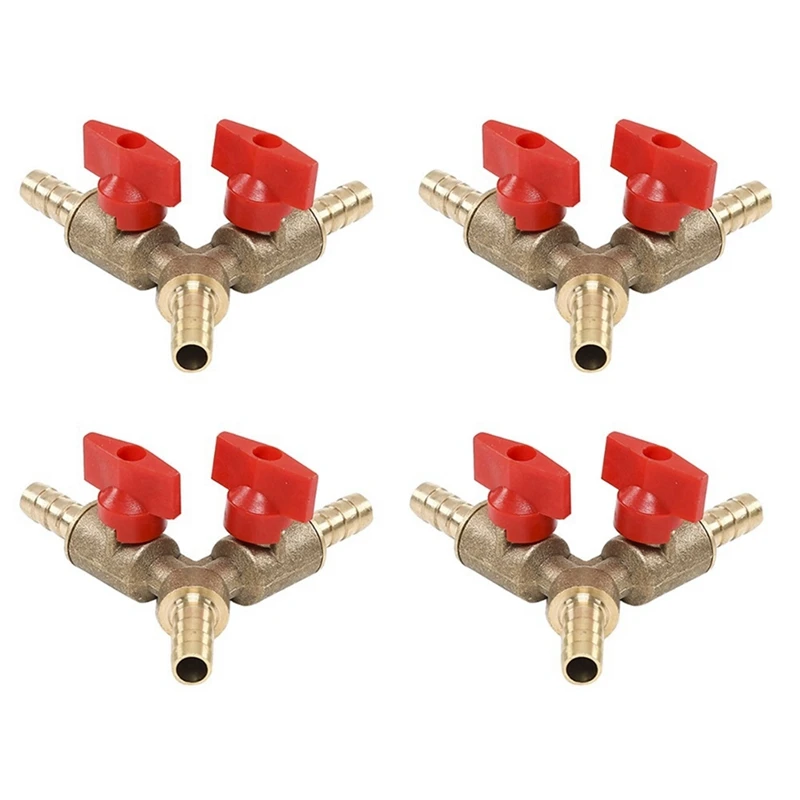 

4Pcs Trident Ball Valve 5/16 Fuel Shut Off Valve Hose Barb Fuel Gas 8Mm Brass Y Type Ball Valve For Garden Tool