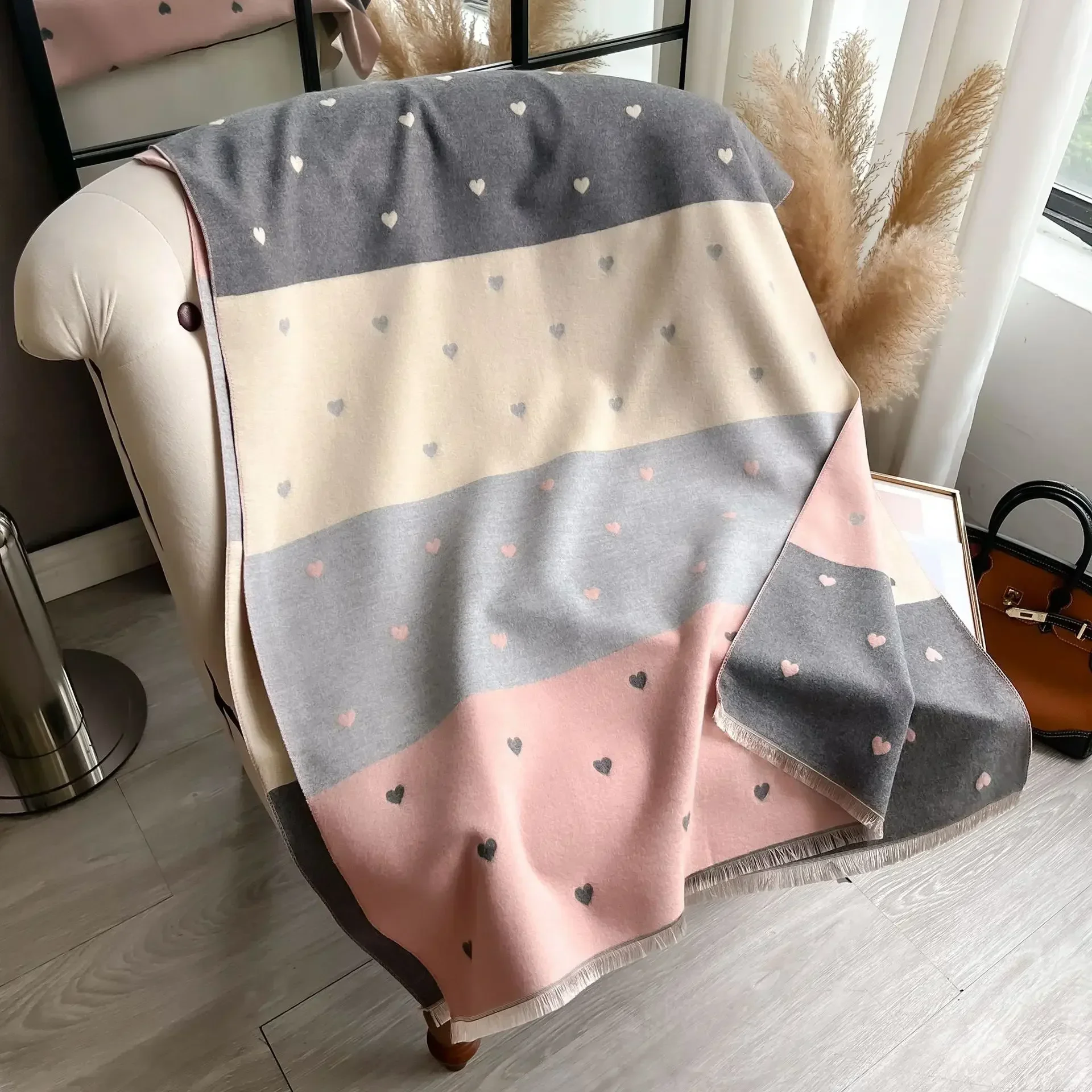 Print Winter Scarf for Women Cashmere Pashmina Shawls and Wraps Thick Warm Blanket Keep Warm Lady Echarpe