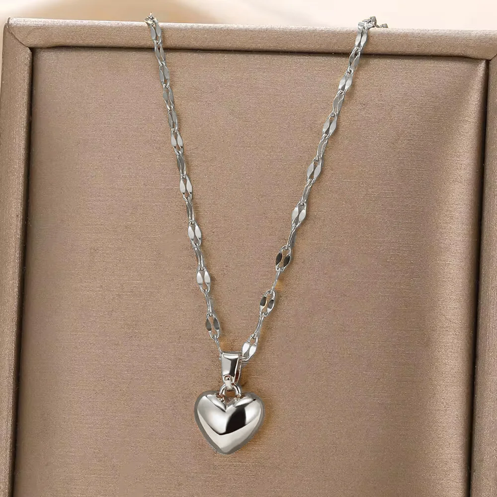 Mode Halsketten 2022 Frau Edelstahl Liebe Herz Anhänger Halsketten Jungfrau Mädchen Schmuck Rose Gold Farbe Kette Link