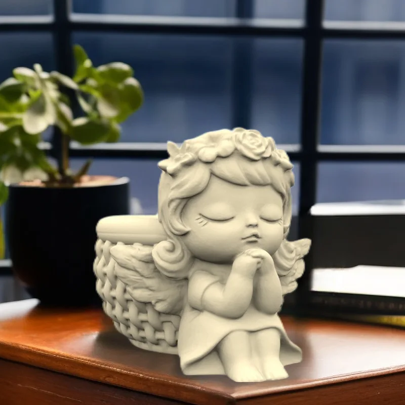 

C320 Angel Wings Girl Vase Silicone Mold Scented Stone Ornaments Homemade Ashtray Flower Pot Pen Holder Handicraft Gift Homemade