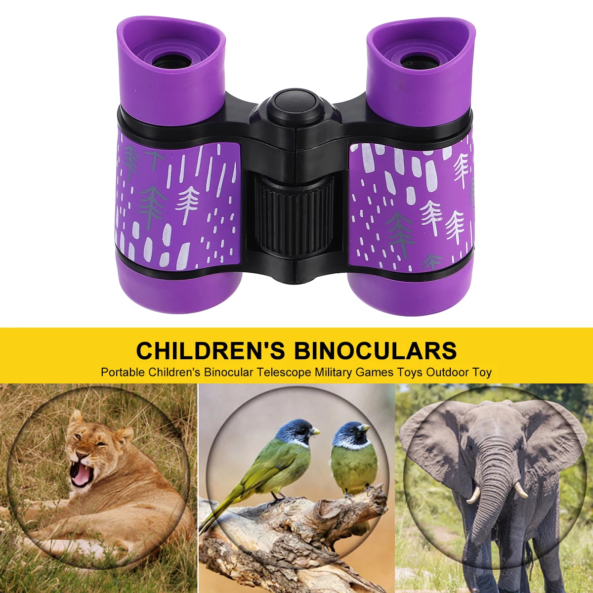 

Children Toy Non-slip Portable Optical Glass Kids X Magnification Colorful Printed for Bird Watching Learning Star