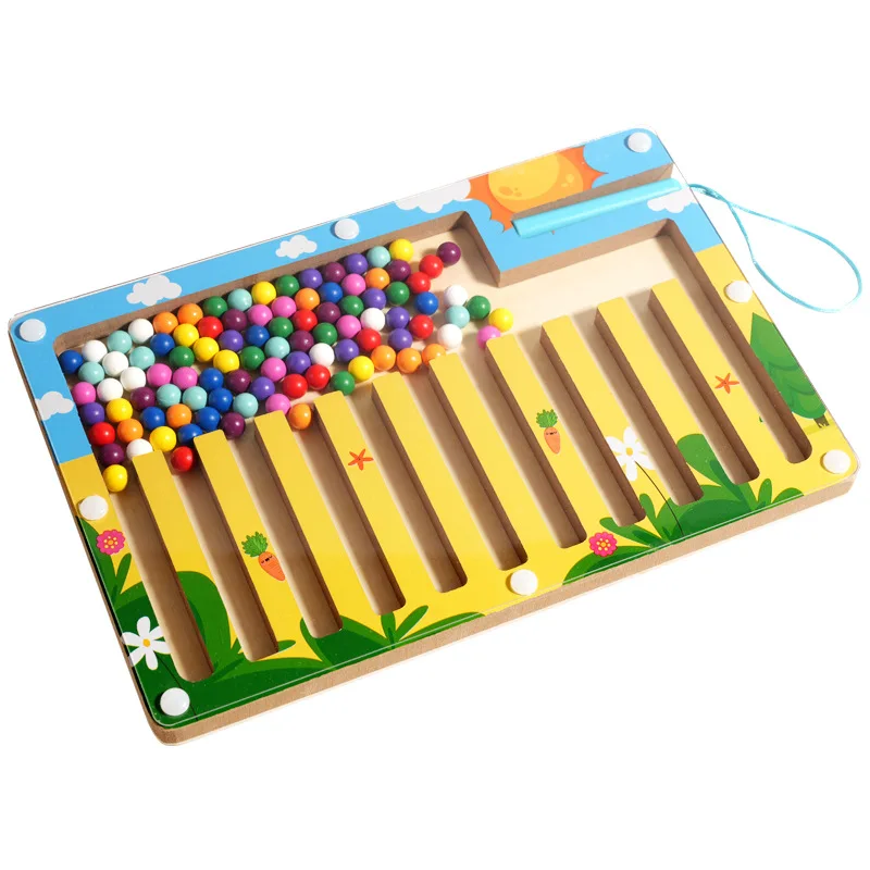 Color Classification Magnetic Maze Ball Runner Magnetic Pen Runner Game Hand Eye Coordination Exercise Kindergarten Puzzle Toy