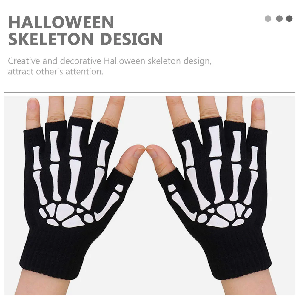 

1pcs 1 Pair Halloween Gloves Luminous Fingerless Party Winter Warm Cosplay Cycling Glove For Men Scary Costume Props