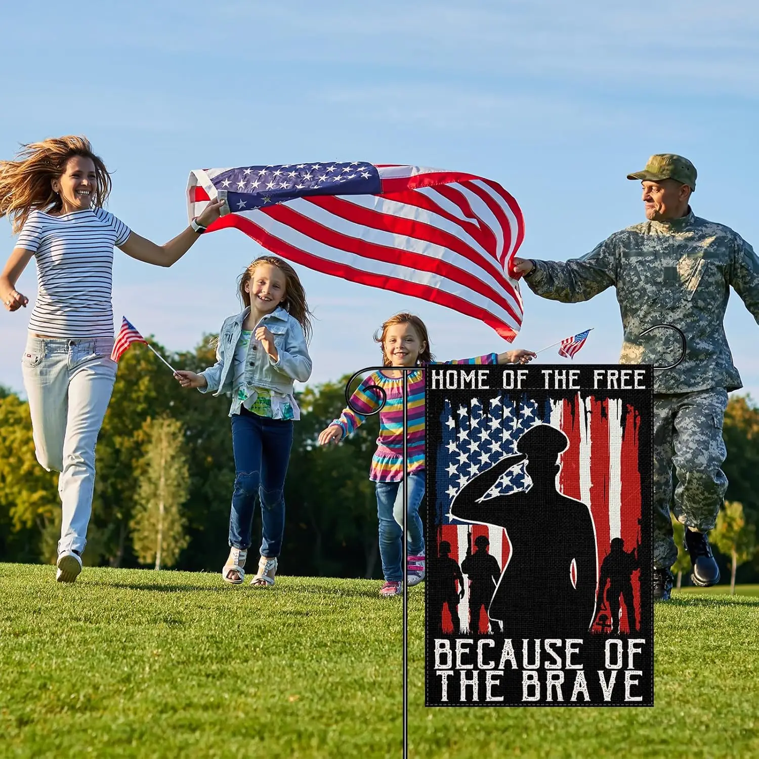 Veterans Day Patriotic Garden Flag 12x18 Inch Double Sided Burlap America Garden Flag for Memorial Day, Fourth of July, Vete jjp