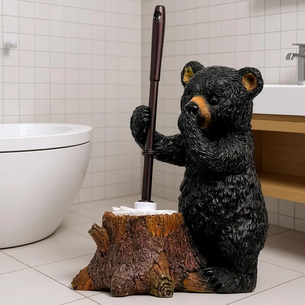 

Durable and Stylish Toilet Bowl Brush Set with Cute Bear Base for Space-Saving Bathroom Storage
