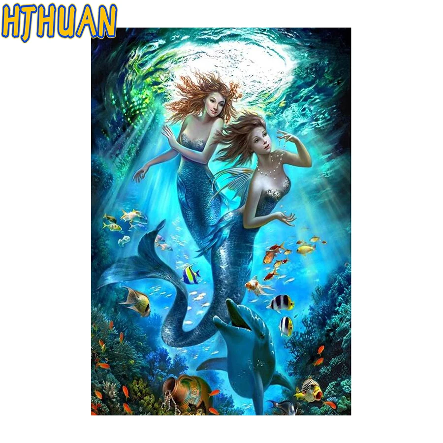 5D Full Drill Diamond Painting, Underwater Mermaid Embroidery Handicrafts, Ocean Scenery, Mosaic Gift, Wall Decor