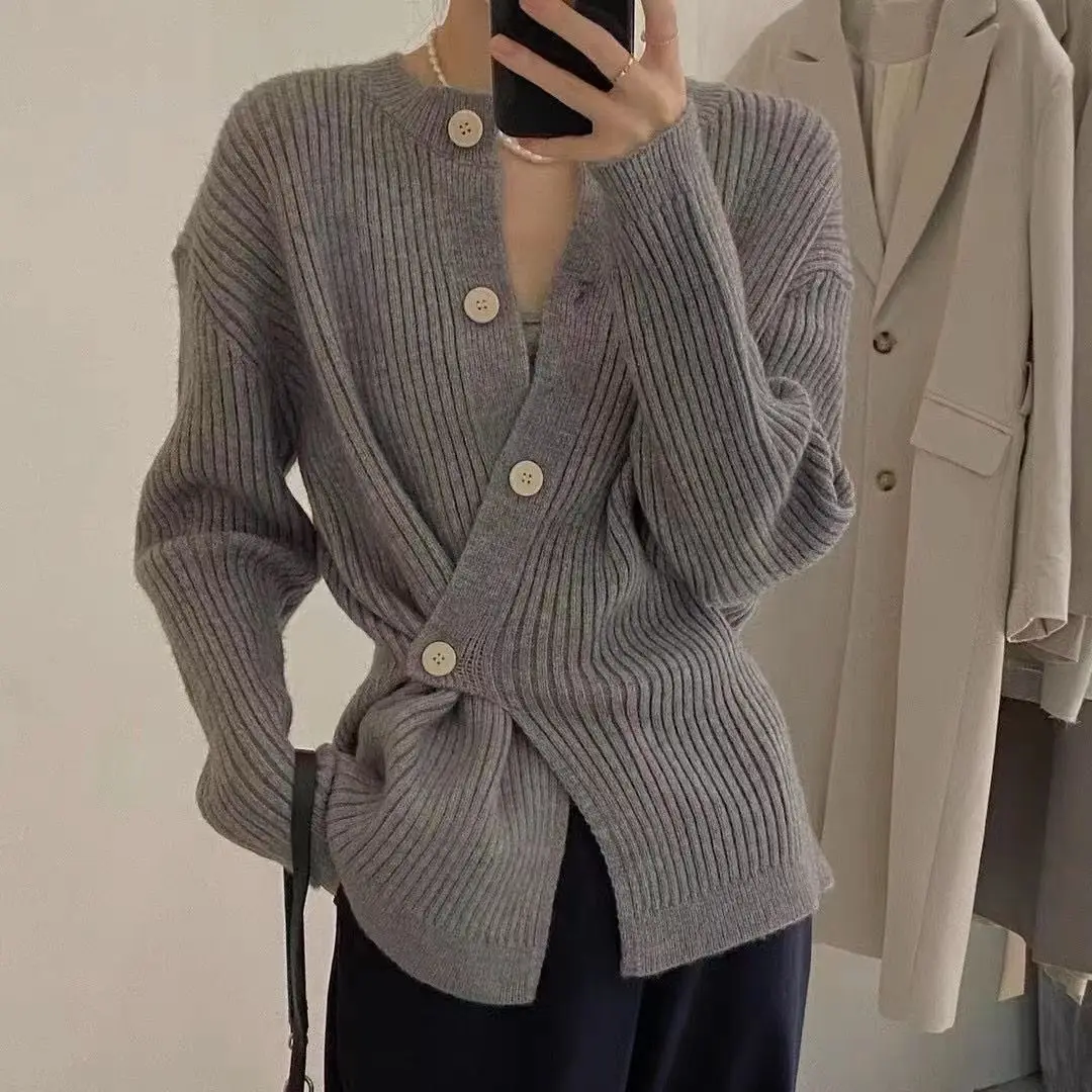 

Свитера, джемперы, пуловеры, женский пуловер, забавный готический Harajukus Femme, полуприталенный кофейный сексуальный свитер, женский красивый скрещенный крой