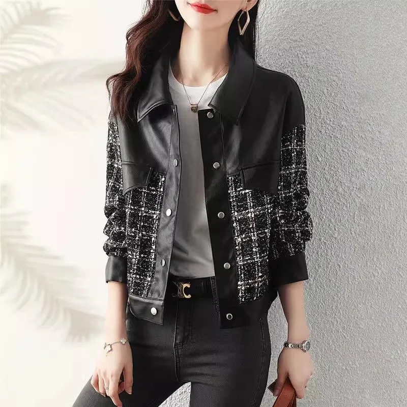 

ort Biker Jaet, женские свободные повседневные модные весенне-осенние новые корейские версии, универсальное волокно из полиэстера 00%