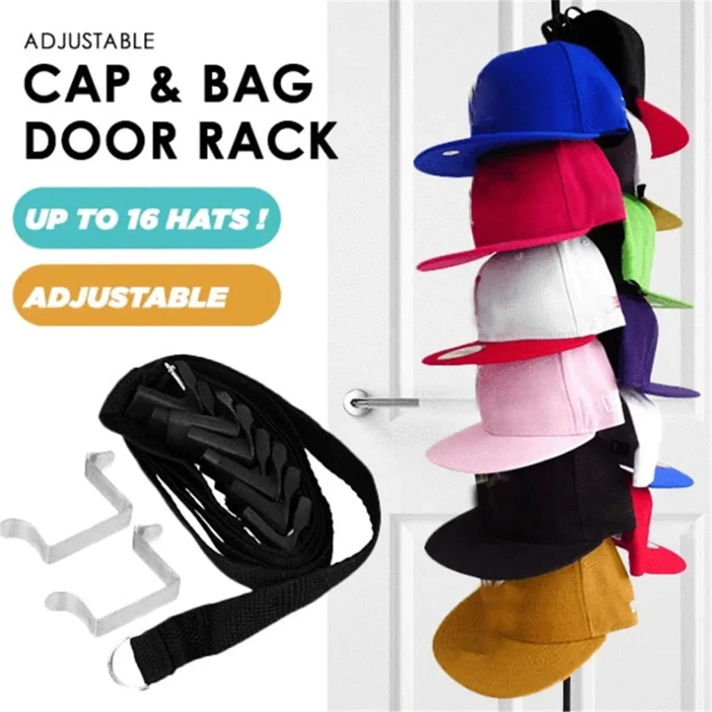 Adjustable Cap Rack Bag Hat Holder Hat Clothes Organizer Door Back Closet Hook Hanger for Home Dortmitory Storage Space-saving