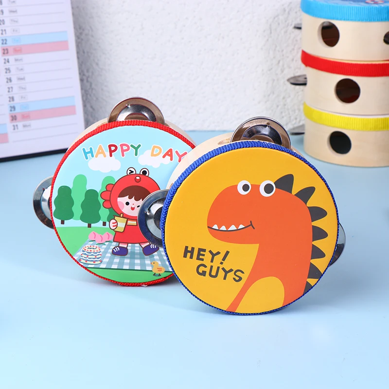 

Kids 10CM Wooden Tambourine Drum Bell Manual Musical Instrument Percussion Teaching Aids ##For Game Early Education Hand Drum