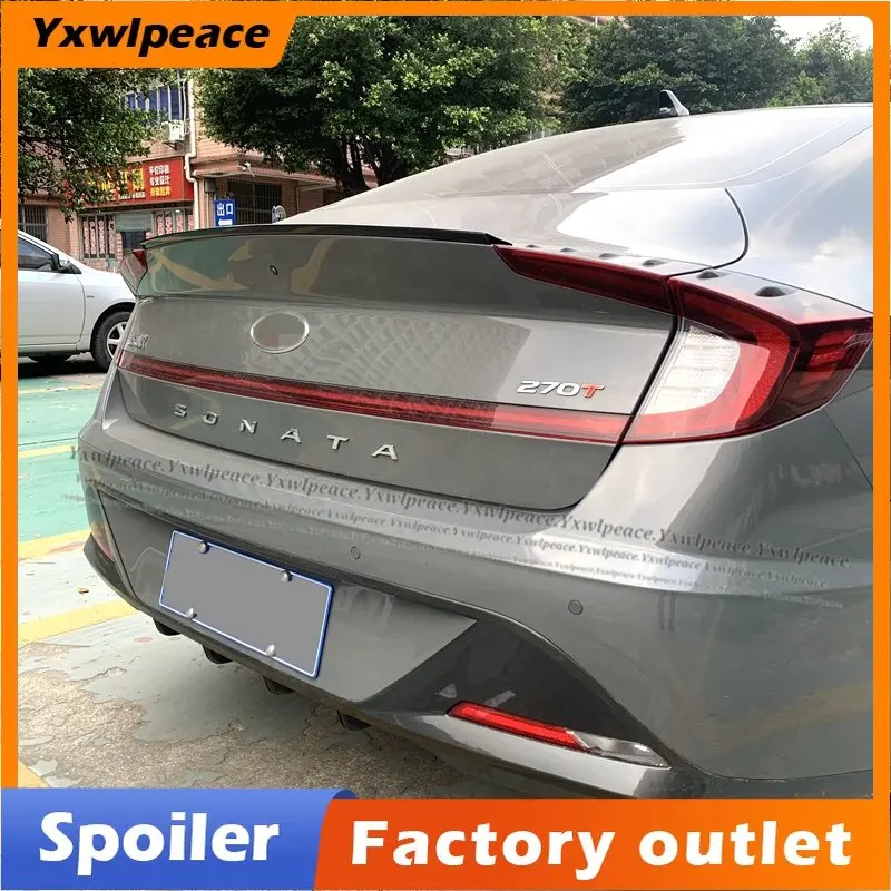 

For Hyundai Sonata 2020 2021 2022 Spoiler ABS Glossy Black/Carbon Fiber Look Rear Trunk Lip Wing Car Styling