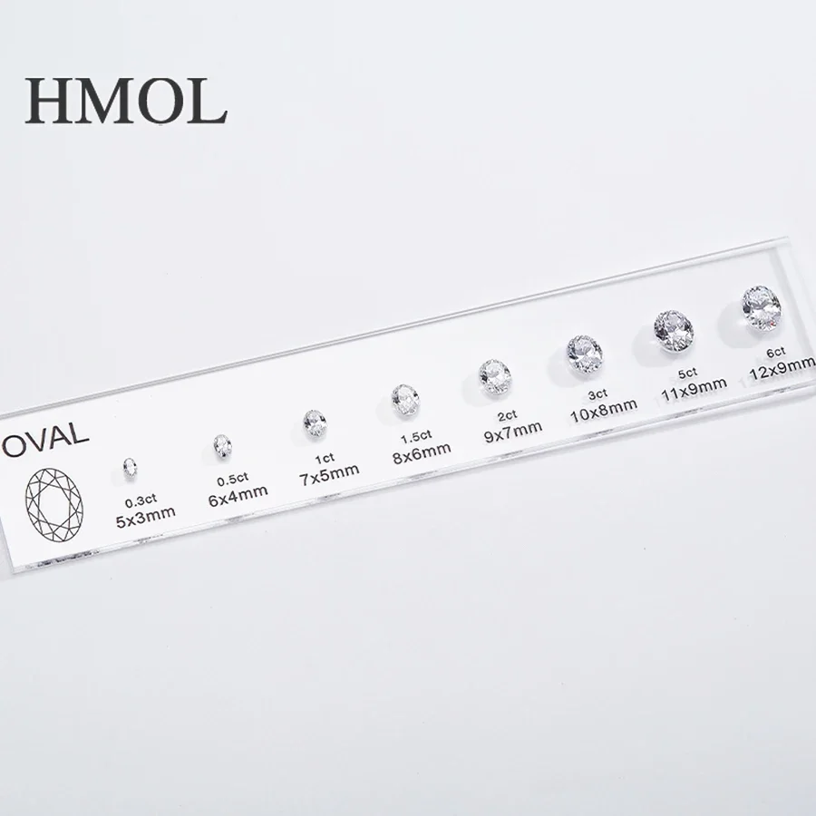 Customize Comparison HMOL Oval Shape Carat Chart Cubic Zirconia Diamond Carat Set Ring Size Reference for Jewelry Making DIY