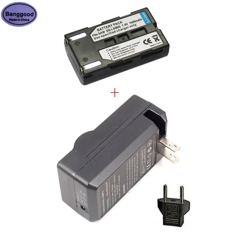 7.4V 1000mAh SB-LSM80 SBLSM80 Camera Battery + AC Charger For Samsung VP-DC175 DC565 DC575 DC161 DC163 SC-D357 DC165WB DC565WBi