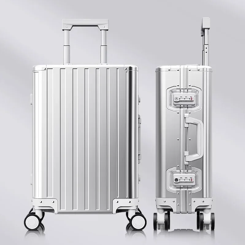 

Luxury Aluminum Luggage trolley bags Metallic suitcase with Spinner Wheels Cabin Trolley Bag Jiaxing luggage Carry-Ons