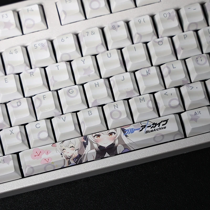 108 Keys PBT Dye Subbed Keycaps Cartoon Anime Gaming Key Caps White Blue Archive Backlit Keycap For ANSI 61 87 104 108 Keyboards