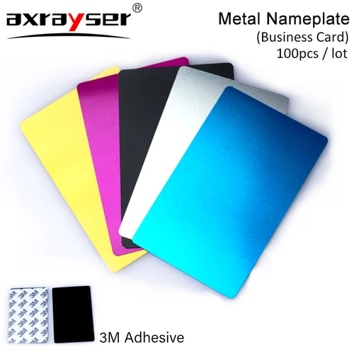 100 Uds. Placa de identificación de Metal de aleación de aluminio tarjetas en blanco de negocios Material Multicolor 5 colores para máquina grabada de marcado láser