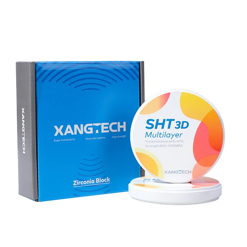 

XANGTECH SHT 3D циркониевый многослойный блок 98 мм 47% 1100 МПа циркониевый диск Стоматологическая лаборатория для стоматологических материалов CAD CAM