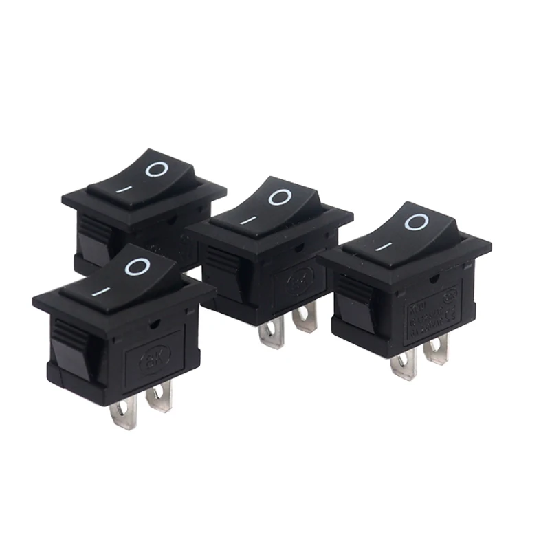 【20-5PCS】Black Push Button Mini Switch 6A-10A 110V 250V KCD1 2Pin Snap-in On/Off Rocker Switch 5PCS/Lot 21MM*15MM BLACK