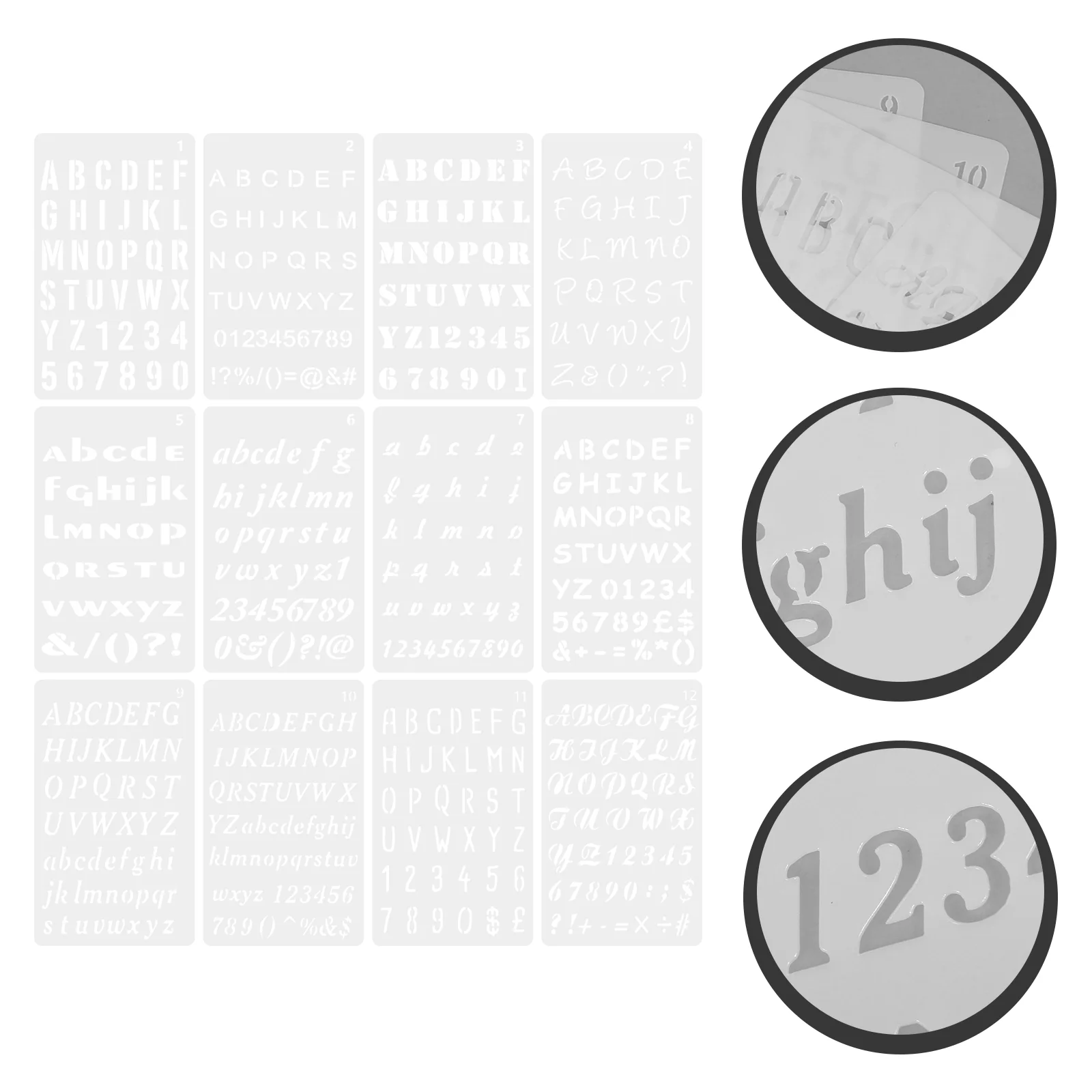 12 Sheets Account Template Letter Molds Number Stencils for Painting Hollow Out An Fittings