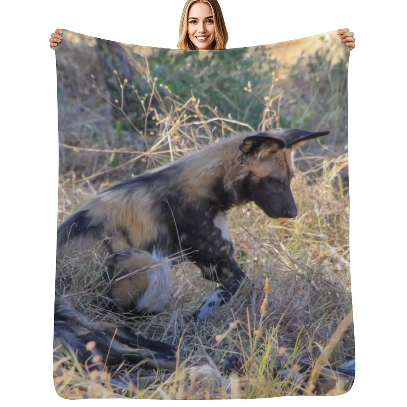 

Wild dog sitting with its pack Throw Blanket for sofa sofa bed Bed covers Summer Blankets