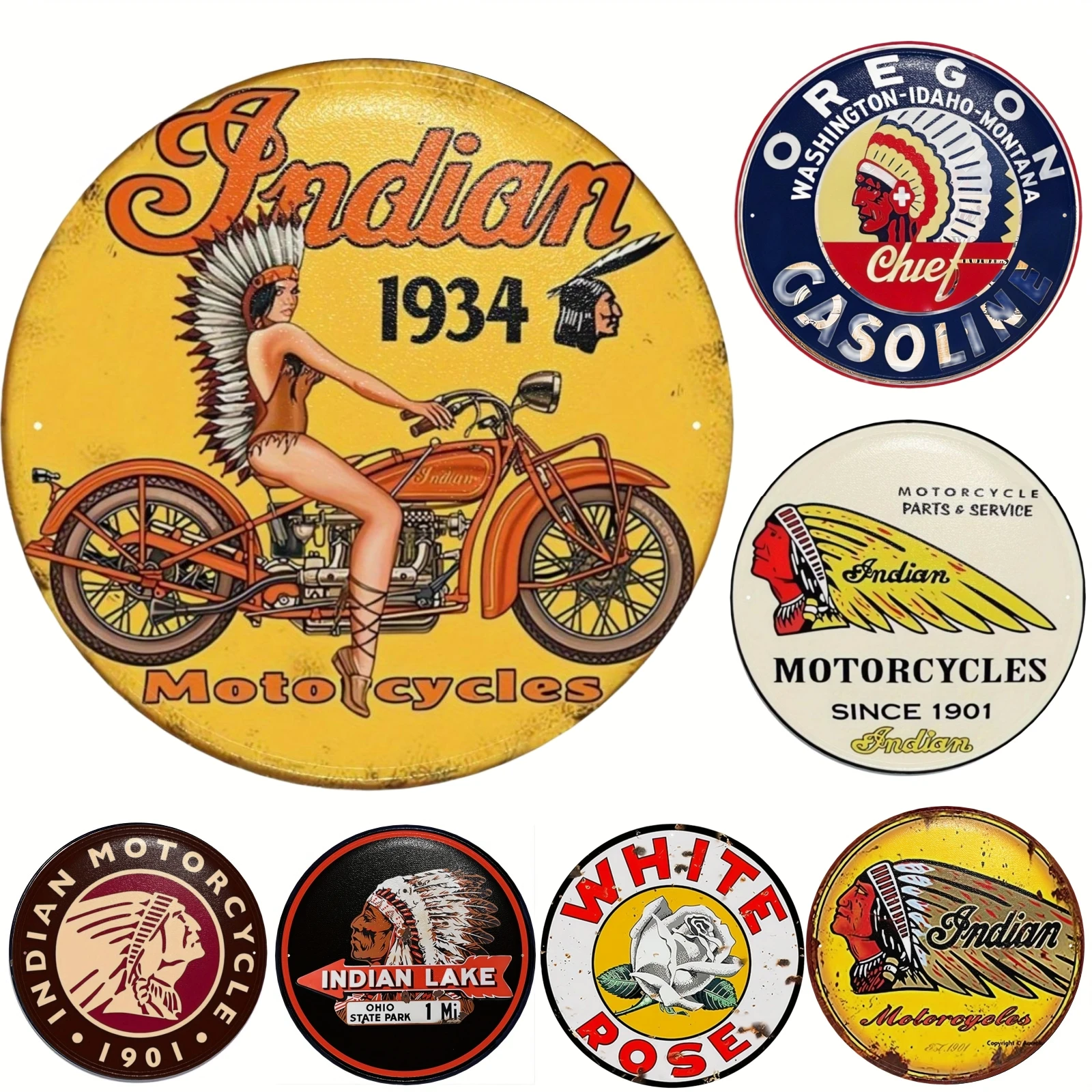 Round Metal Sign, Motorcycle Garage Shop Round Retro Vintage Metal Tin Sign Suitable For Home Kitchen Bar Cafe Garage Decor