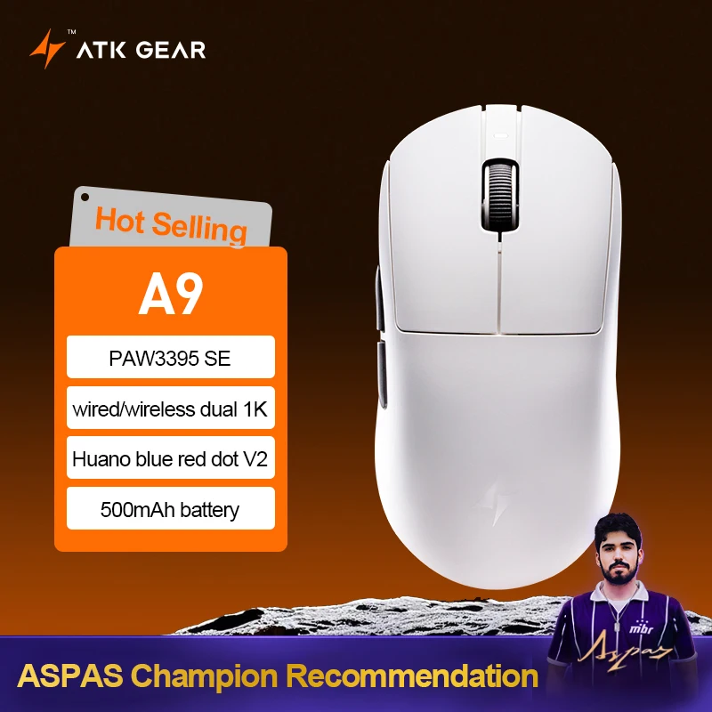 ATK Dragonfly A9 Ultra Draadloze Gaming Muis PAW3950 Ultralichte Tri-mode Ergonomische E-sports Gamer FPS Muis A9 SE Plus