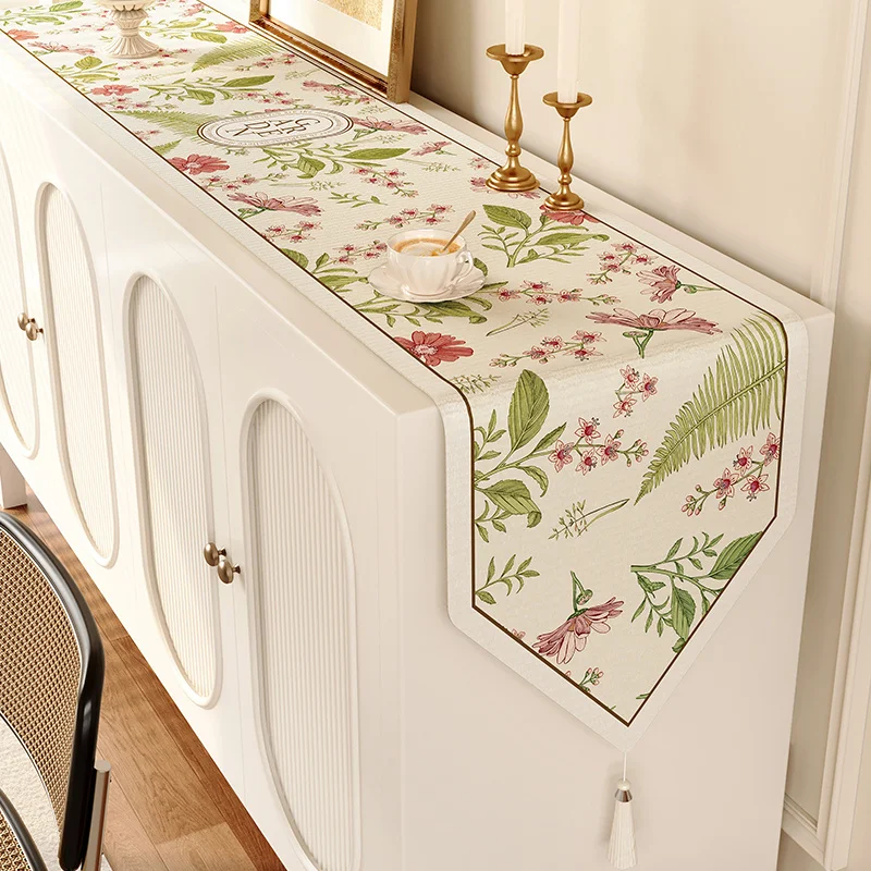 Light Luxury Style Waterproof Table Runner Fashion Long Tablecloth Dining Table Decoration Customizable Shoe Cabinet Accessory