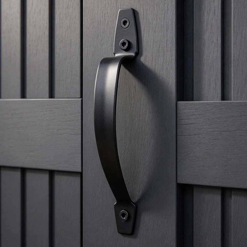 Outdoor Gate Handle Pull in Black Steel for 10-38 Inch Width Doors For Build Precision Square Hole Mounting Hardware