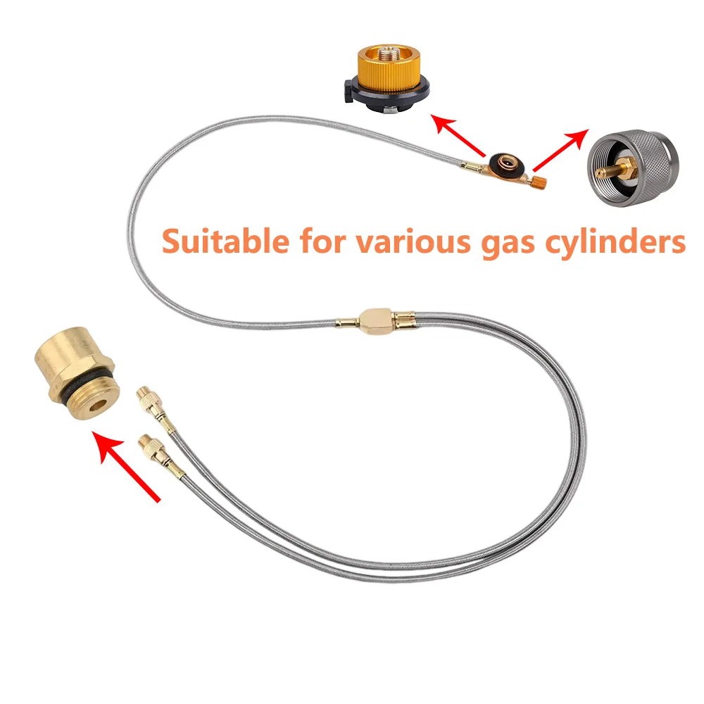 Outdoor Camping Furnace Connection Adapter Inflation Valve Converter One To Two Gas Tank Adapter Propane Refill Gas Burner