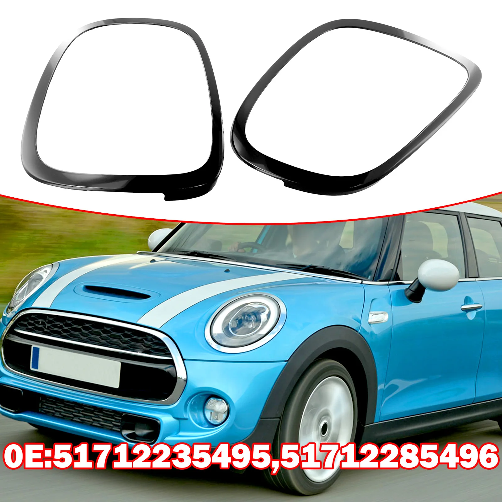 2pcs Font/Rear Lamp Frame Headlight Trim Ring 51712285495 51712285496 For MINI F55 5DR Hatchback For Cooper S/SD 2014 Onward