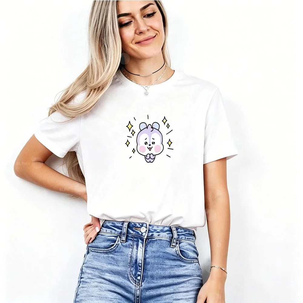 

BT21 BTS Family Matching Tshirts Cute Cartoon Character Parent Child Outfits Casual Cotton Tees for Mom Dad Kids Toddler Baby