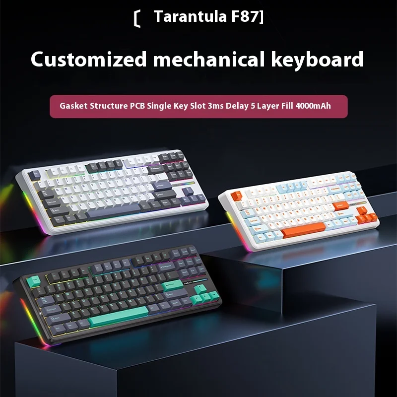 

AULA F87pro Mechanical Keyboard Customized Three-Mode Wireless Bluetooth Computer Game E-Sports Special Side Engraved Keycaps