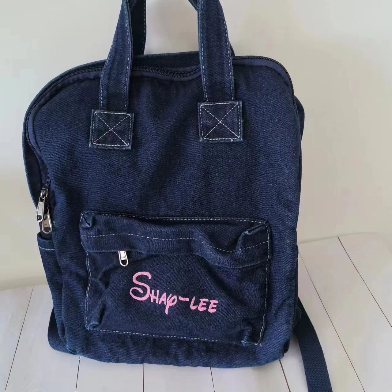 Women's Denim Backpack Personalized Gift Bag Embroidered Name Kids Adult Shoulder Bags Simple College Student Denim Schoolbag