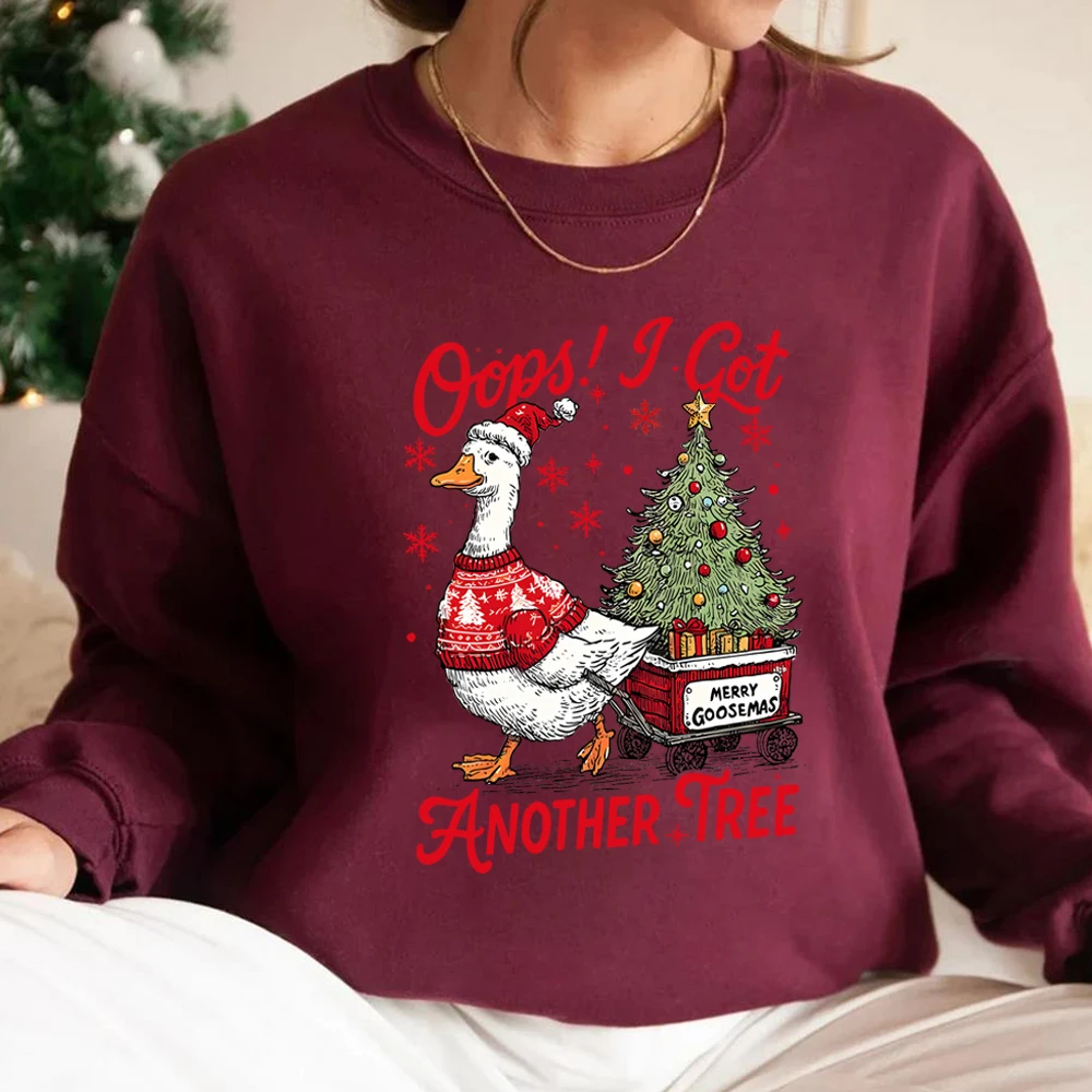 

Толстовка Oops I Got Another Tree, забавная рождественская рубашка с гусем, праздничный свитер в стиле ретро с юмором, саркастические рождественские женские толстовки