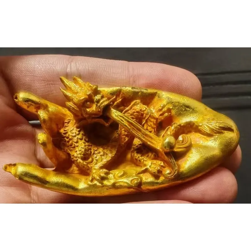 Antique Bronze Palm-sized Green Dragon: A Powerful Artifact for Collecting and Live Streaming
