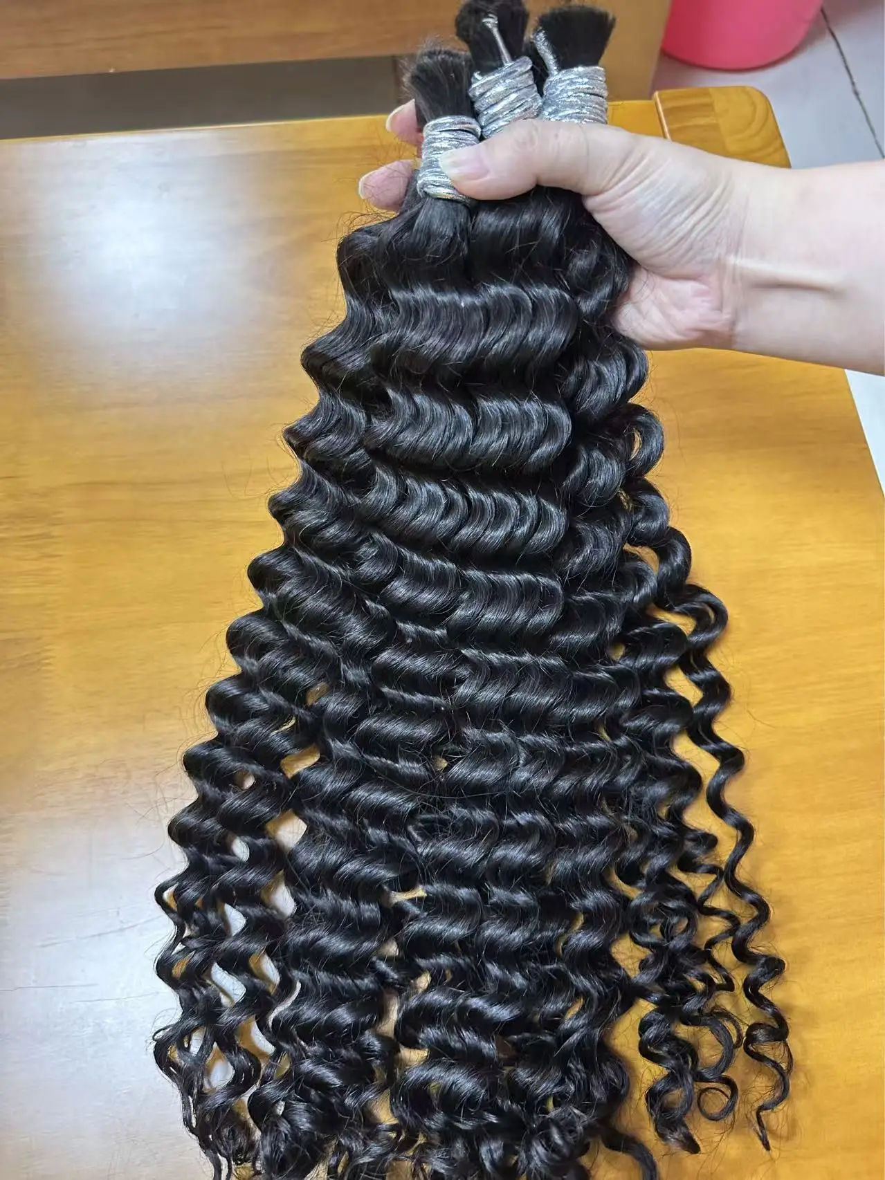 Capelli umani vergini al 100% onda profonda sfusa 100g nero naturale senza trama capelli intrecciati brasiliani per estensioni trecce Boho senza nodi