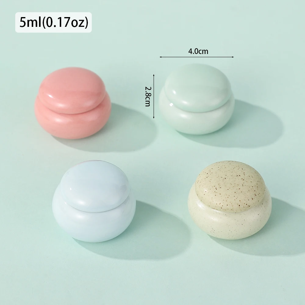 10 pz 5 ml Serbatoio di Stoccaggio Barattolo Cosmetico In Ceramica Scatole Crema Per Il Viso Contenitori Per Tè Con Coperchio Vuoto per Cosmetici FAI DA TE Barattolo di Ceramica Blush