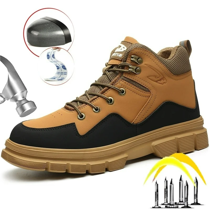 

Lightweight Men's Work Safety Boots Men Steel Toe Sneakers Anti-smash Anti-stab Safety Shoes Man Protective Footwear Industrial
