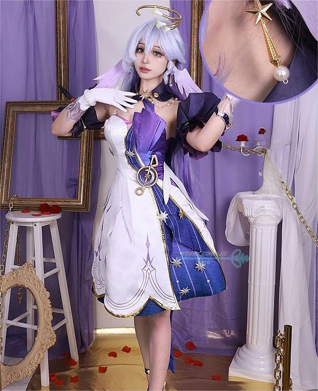 Robin Cosplay Game Honkai Star Rail Robin Cosplay Kostuum 3D Print Jurk Pruik Schoenen Vrouwen Rollenspel Carnaval Party Kleding