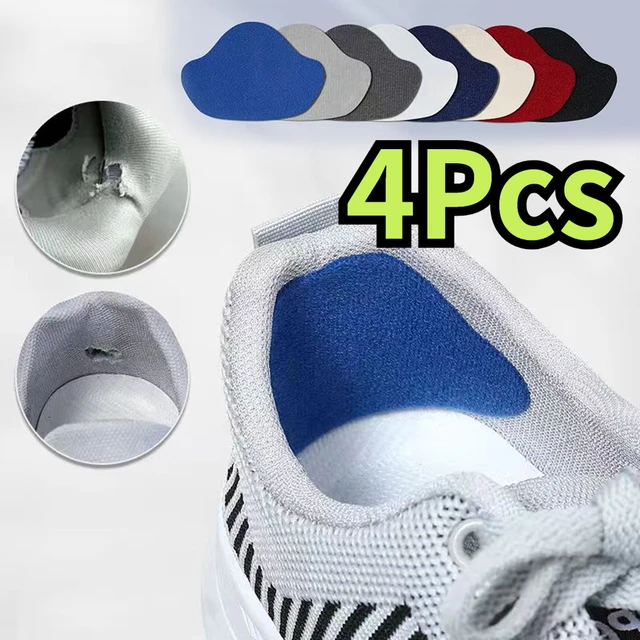 4 szt. Naklejki do naprawy obuwia sportowego zamszowy ochraniacz pięty odporne na zużycie otwory naprawcze samoprzylepne plastry wkładki Pad wkładka do pielęgnacji stóp