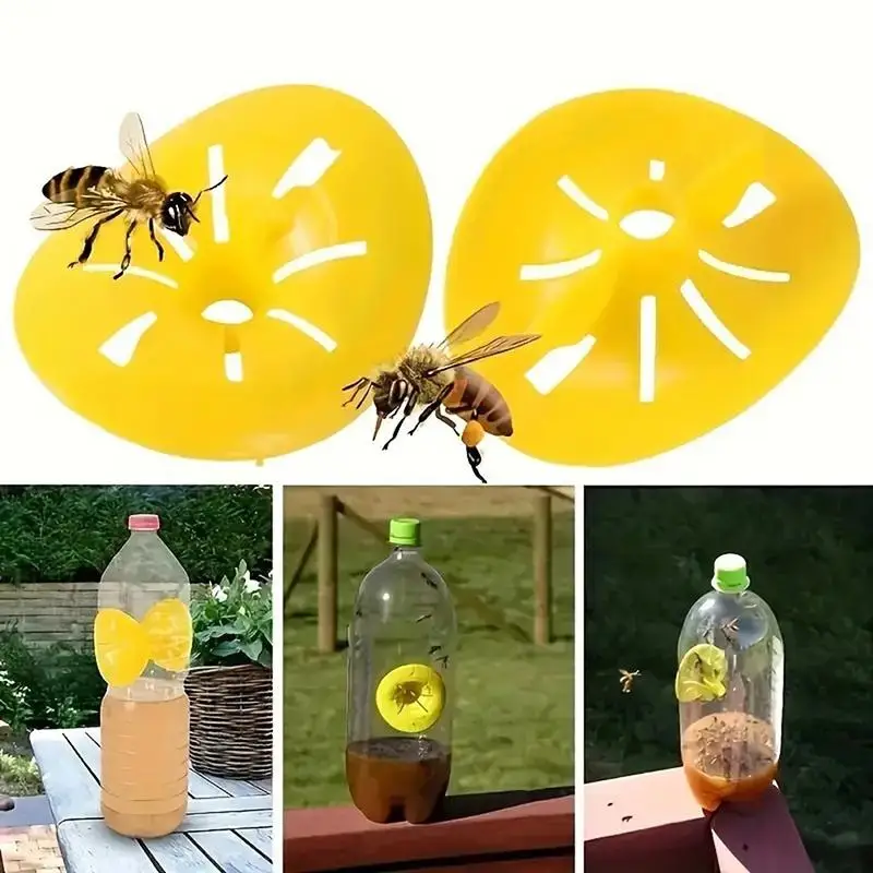 Wasp Trap Funnel Yellow One Way Entry Bee Hive Beekeeping Garden Pest Control Fits Common Bottles Hornet Yellow Jacket Catcher