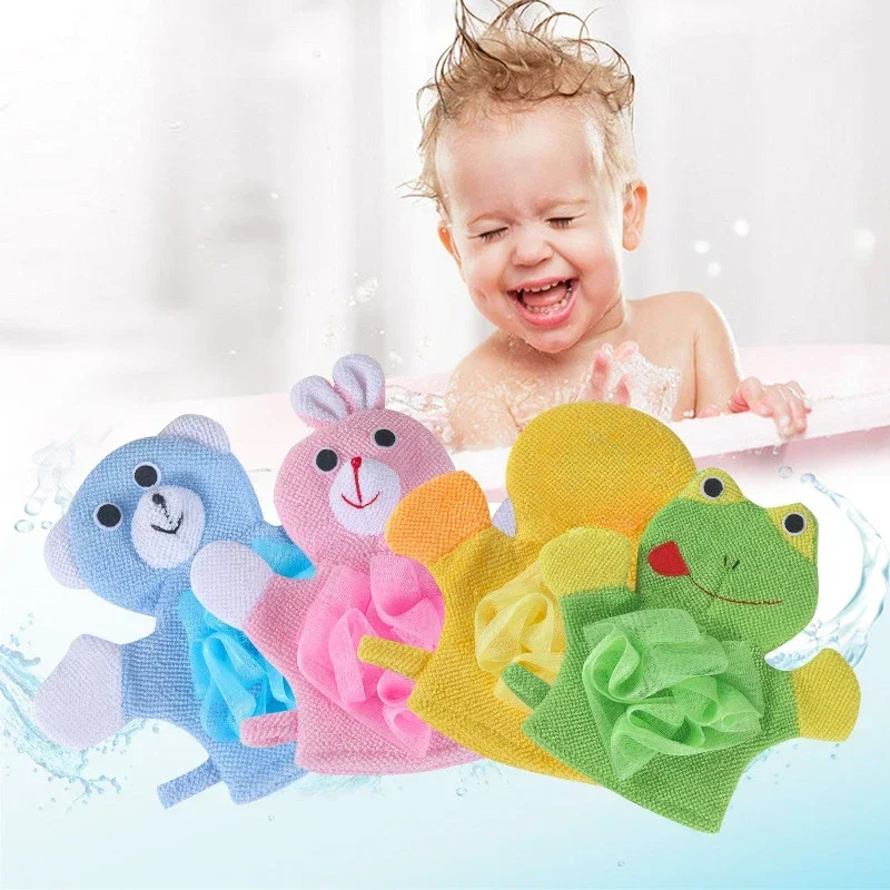 Baby Bath Gloves  for Kids Toddlers Cartoon Animal Shape Shower Gloves Washcloth for Bathing Children Wash Clean Shower Massage