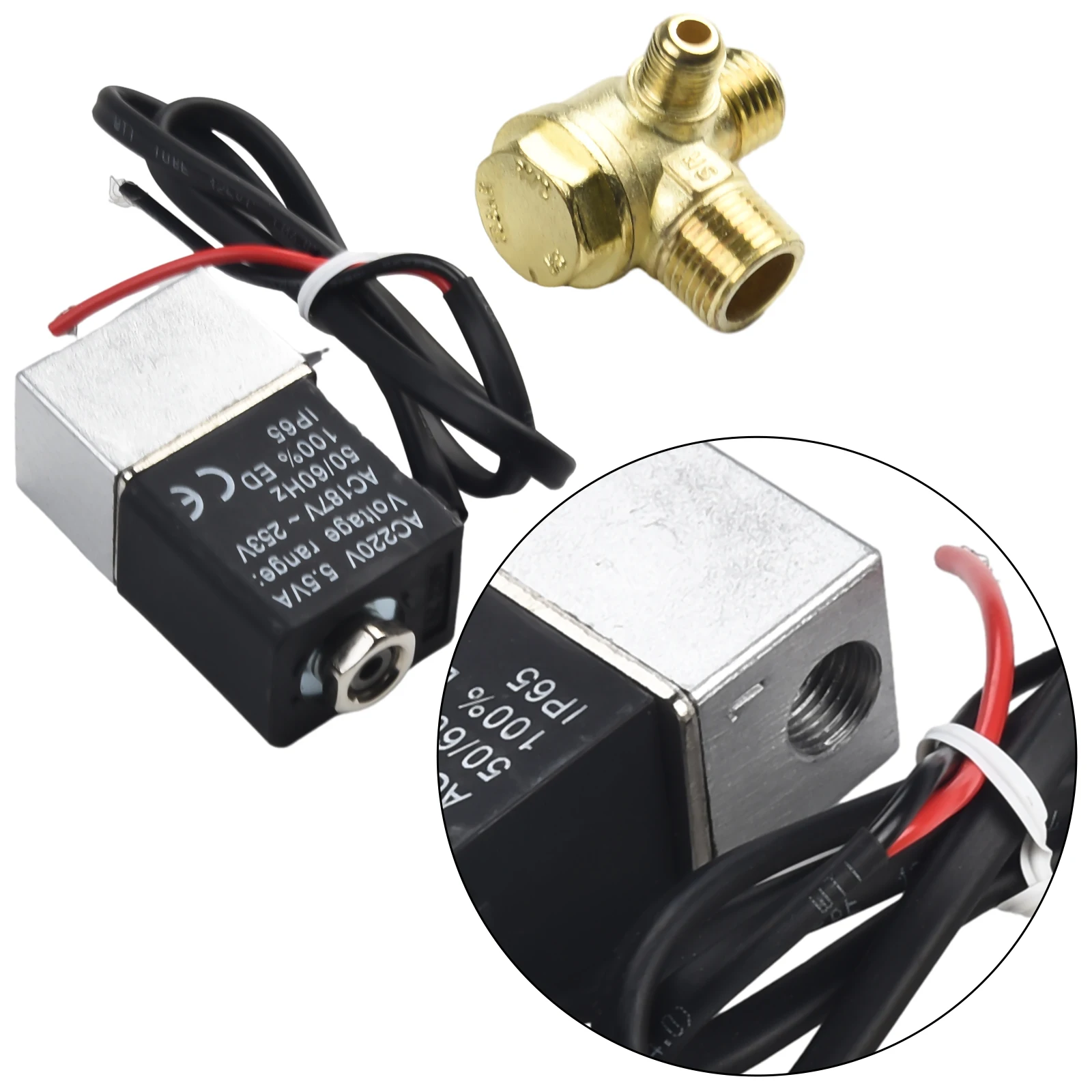 Zinc One-way Valve Solenoid Valve Steam Thread Connection Components Cut-off Fits Air Compressor Mute Oil-free