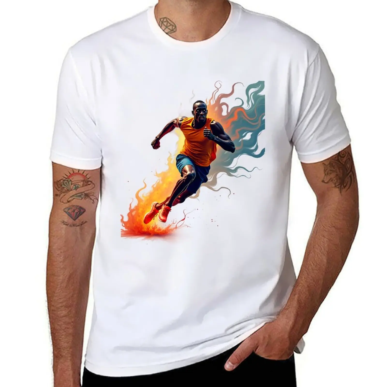 

Usain Bolt T-Shirt cotton tshirt 100% t shirt custom print T-Shirt