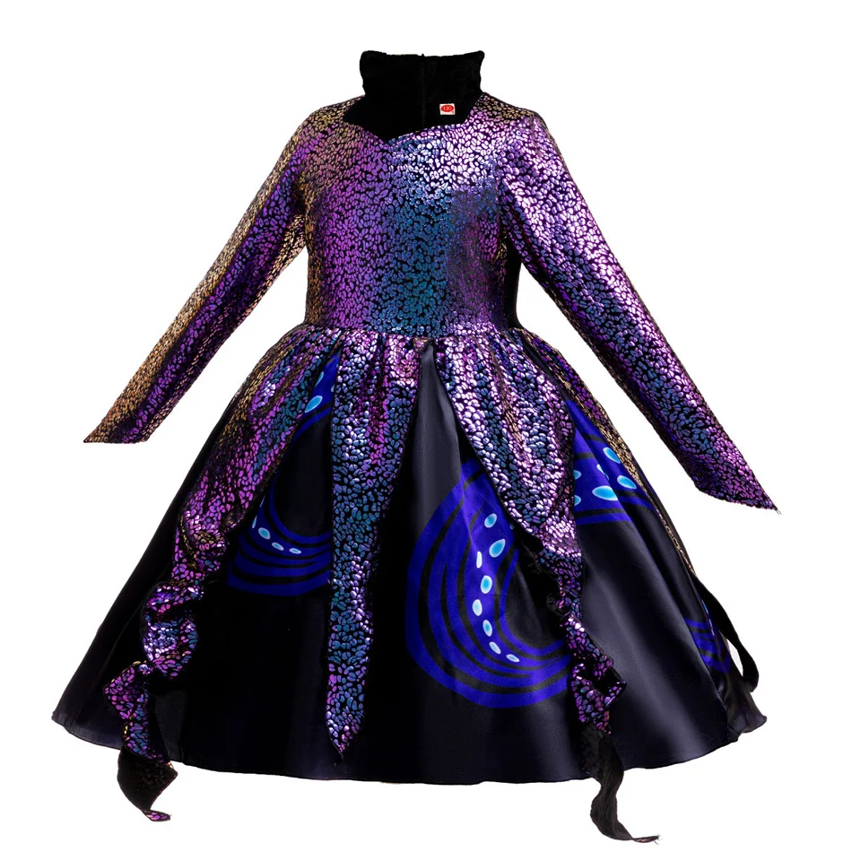 Mermaid Ursula Cosplay Princess Dress Children Long Sleeves Halloween Carnival Party Costume Girls Kid Stage Performance Clothes view 2