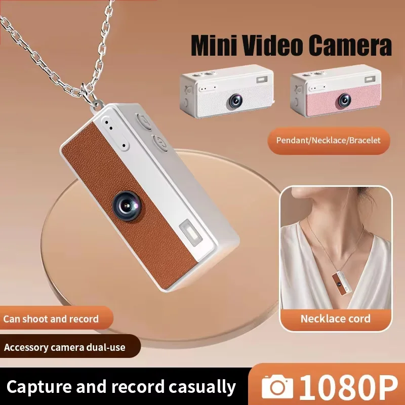 Mini Digital Camera with CCD Retro-Style High-Definition Travel Necklace Camera Perfect Gift for Students and Vloggers